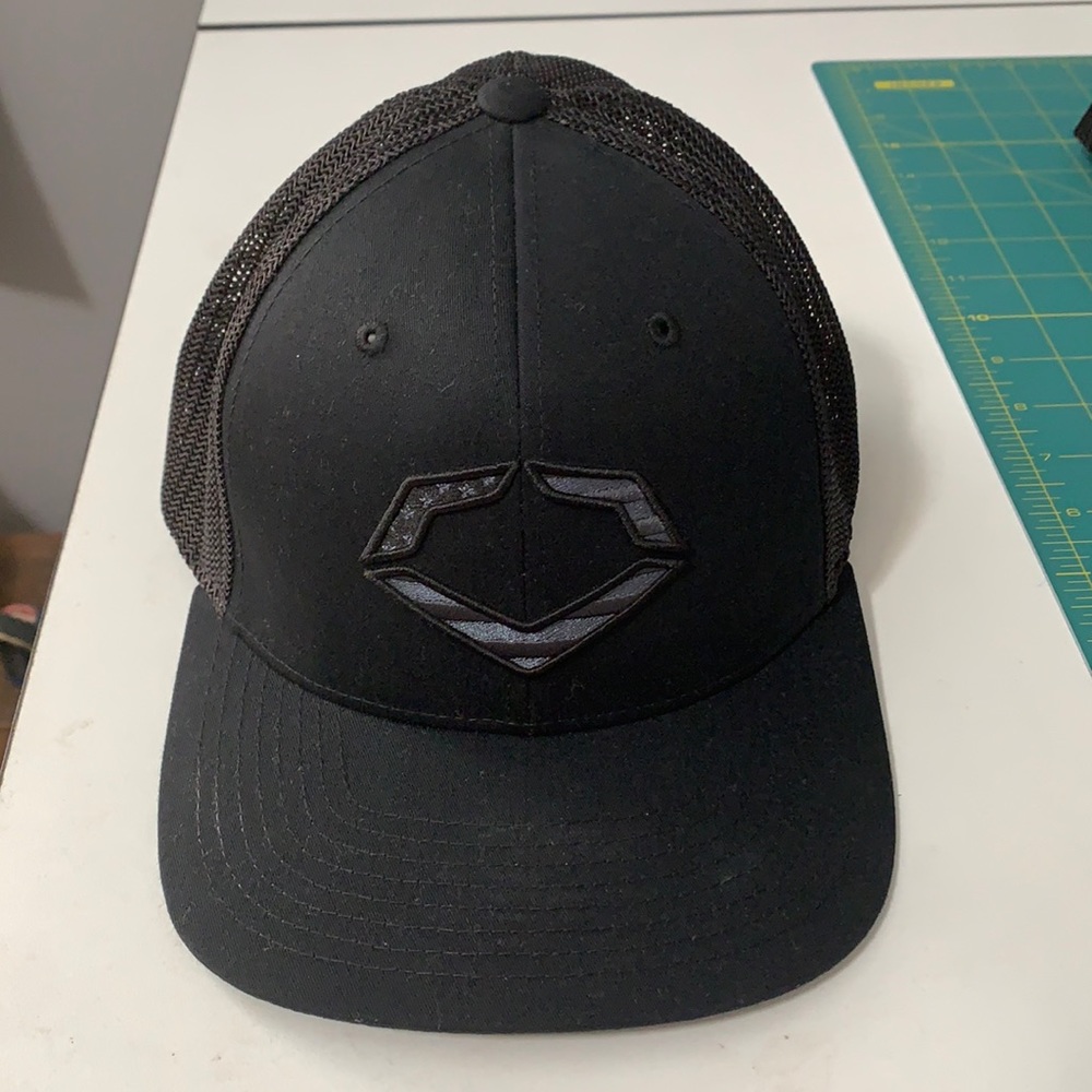 Evoshield brand flex fit hat.